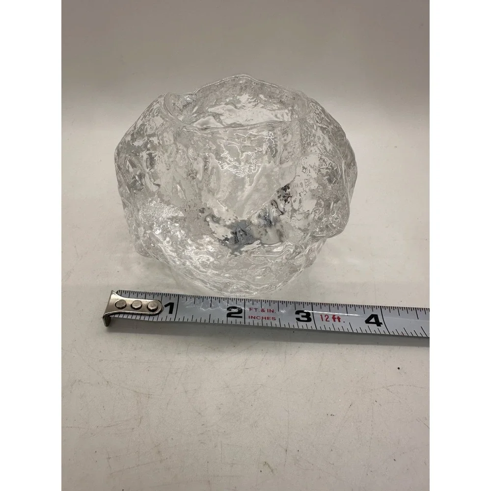 Kosta Boda Votive‎ Holder Snowball Crystal Art Glass Ice Block Candle 3